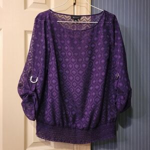 Women's AB Studio sheer top, size medium, purple